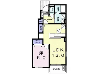 メゾン ラフレIII(1LDK/1階)の間取り写真