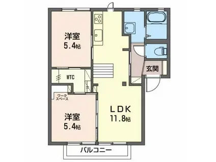 アサナ アルカディアB(2LDK/1階)の間取り写真
