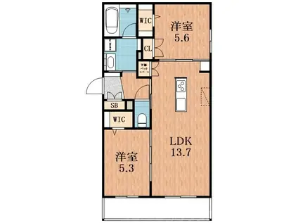 MAISON DE MINE NAGAI PARK EST(2LDK/3階)の間取り写真