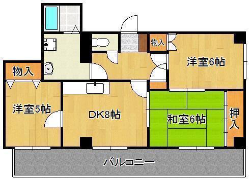 プレアール割子川(3DK/2階)の間取り写真