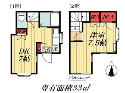ヒーロー夏見パートII(1DK/1階)の間取り写真