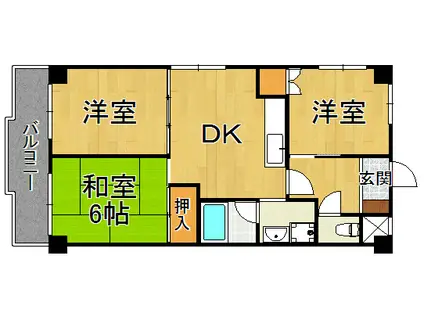 ビューハイツプリムラ(3DK/3階)の間取り写真