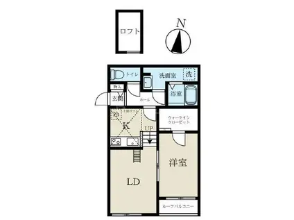 BELL BRUN(1LDK/2階)の間取り写真