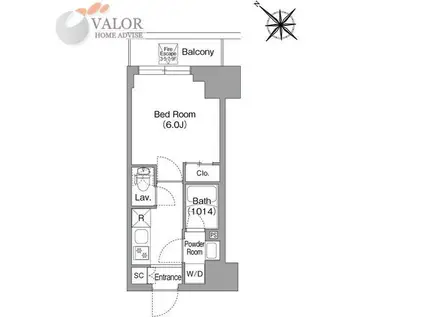 コンフォリア・リヴ横浜平沼(1K/10階)の間取り写真