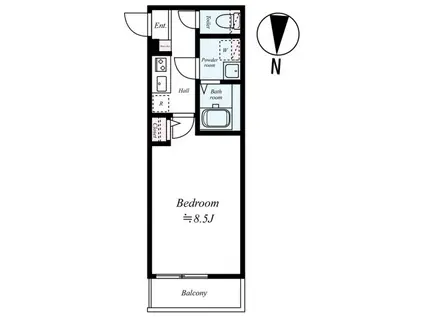 GRADUS坂戸II(1K/2階)の間取り写真