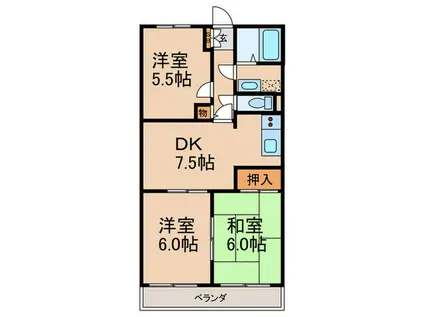 アトリオマンション(3DK/2階)の間取り写真