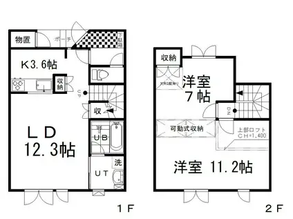メゾンヌースB(2LDK/1階)の間取り写真