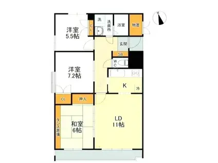 ラフィーヌ・飯塚(3LDK/3階)の間取り写真