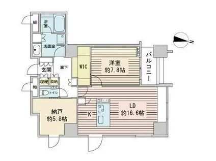プライムメゾン大通公園(1SLDK/14階)の間取り写真