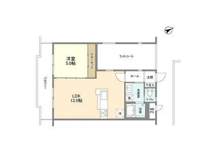 マリンコート(1LDK/1階)の間取り写真