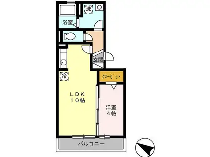 マウンテンクレスト秋津(1LDK/2階)の間取り写真