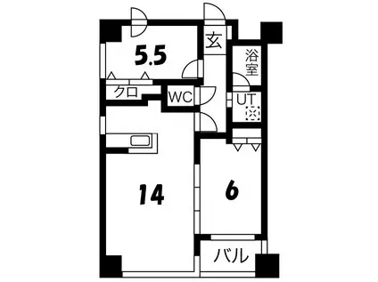 ノヴァ学園前(2LDK/4階)の間取り写真