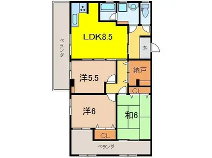 高木住居(3SLDK/2階)の間取り写真