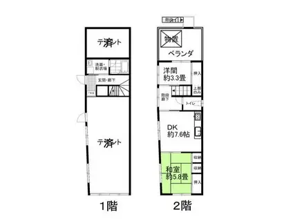 BBハウス2F(2DK/2階)の間取り写真