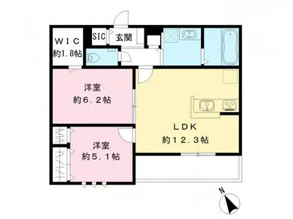 フィカーサ柏の葉(2LDK/1階)の間取り写真