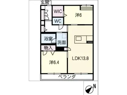 ハリープレイス(2LDK/3階)の間取り写真