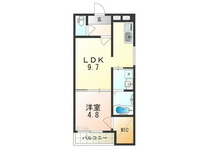 フジパレス平野上町ウエスト(1LDK/2階)の間取り写真