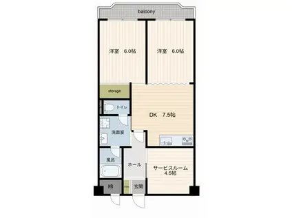 ポートハイム弘明寺第2(2SDK/3階)の間取り写真