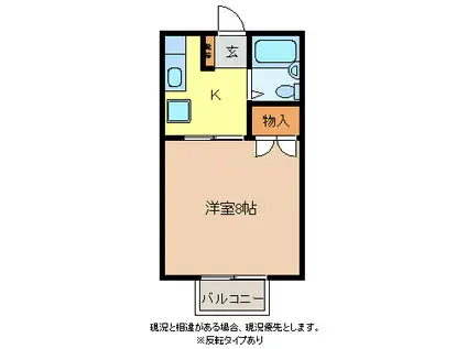 グリーンピア・北(1K/1階)の間取り写真