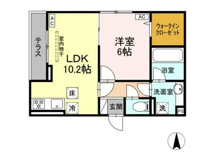 D PAINA 今井南町(1LDK/1階)の間取り写真