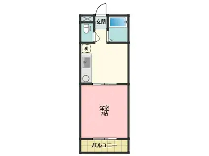 エスポワール田路(1DK/2階)の間取り写真