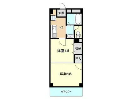 シャル宮城野(2K/1階)の間取り写真