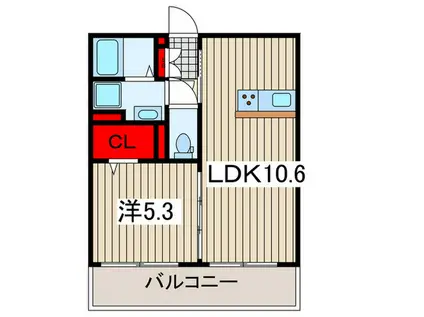ノーブルヴィラ西大宮(1LDK/1階)の間取り写真