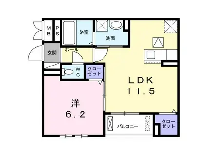 カルム・コリーヌ(1LDK/1階)の間取り写真