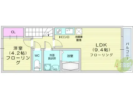 リヴェール八乙女2(1LDK/2階)の間取り写真