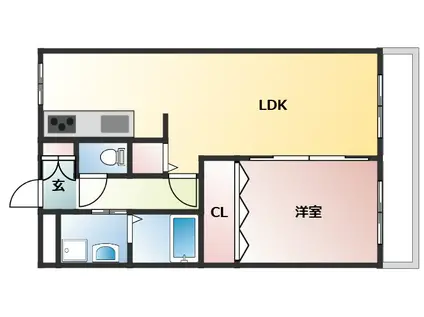 西ノ宮ガーデン(1LDK/1階)の間取り写真