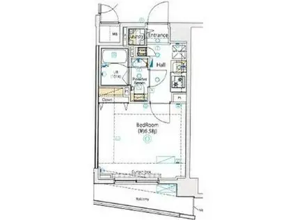 ショウケンレジデンス横浜山手(1K/2階)の間取り写真