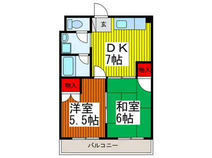 ピースフルハイツ(2DK/3階)の間取り写真