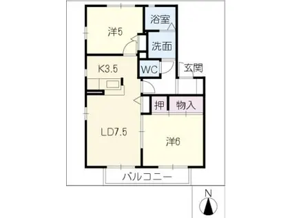 ファインA(2LDK/2階)の間取り写真