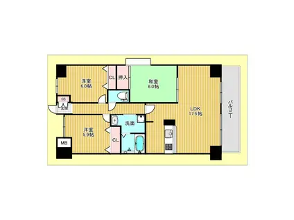 メディオ山田(3LDK/3階)の間取り写真