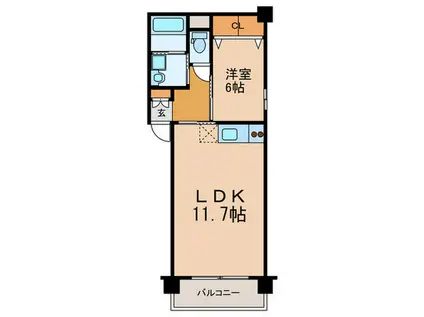 PONT VERT 花音(1LDK/3階)の間取り写真