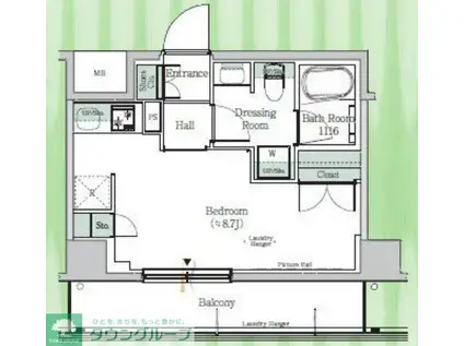 ONE ROOF RESIDENCE KIBA イースト(ワンルーム/3階)の間取り写真