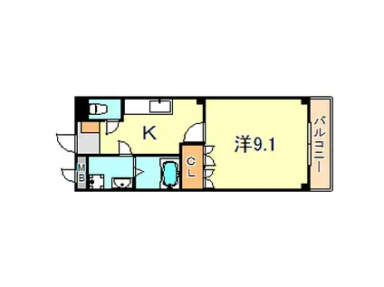 コンフォール白水(1K/2階)の間取り写真