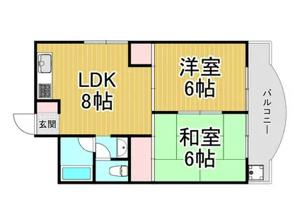 TOHOマンション第2(2LDK/3階)の間取り写真