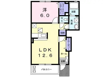 パステル(1LDK/1階)の間取り写真