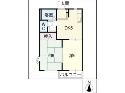 コーポ深谷(2DK/2階)の間取り写真