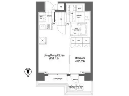 BPRレジデンス恵比寿(1LDK/4階)の間取り写真