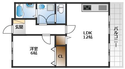 メゾンときわ(1LDK/4階)の間取り写真