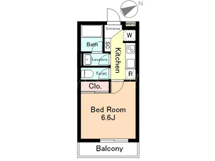 FLATS F(1K/2階)の間取り写真