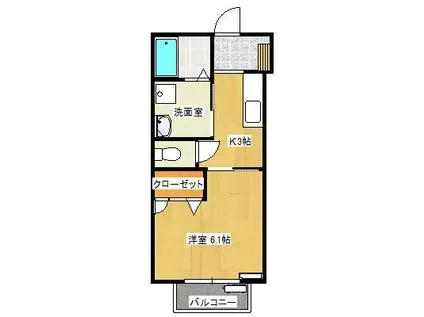 イノアックハイツ北上(1K/2階)の間取り写真