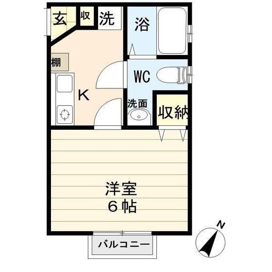 プレナスみなみ野(1K/1階)の間取り写真