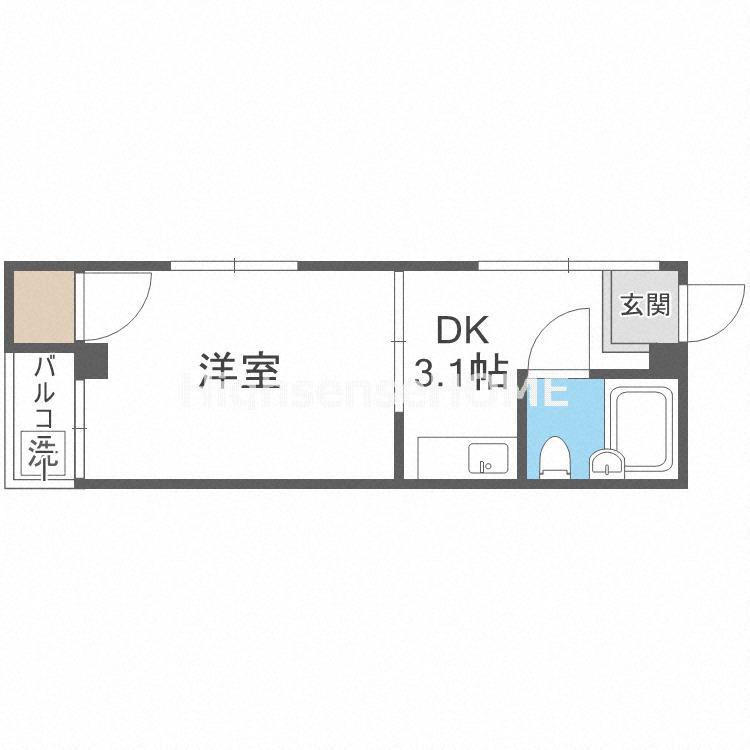 FDS内代(1K/4階)の間取り写真