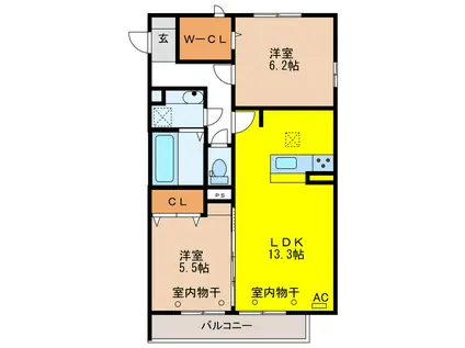 PARK EUPHORIA(2LDK/3階)の間取り写真