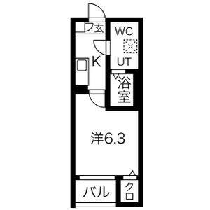 メイクスR矢田I(1K/1階)の間取り写真