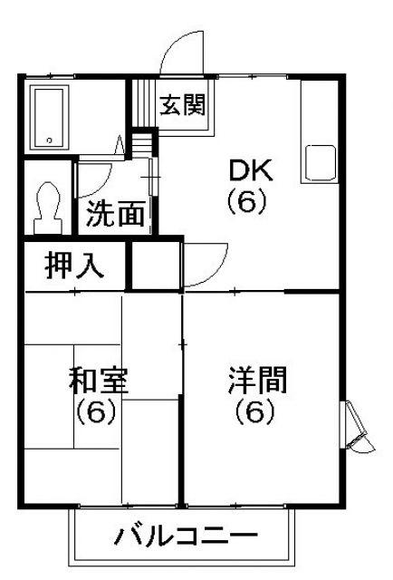 ハイツ魚妻パートIII(2DK/1階)の間取り写真