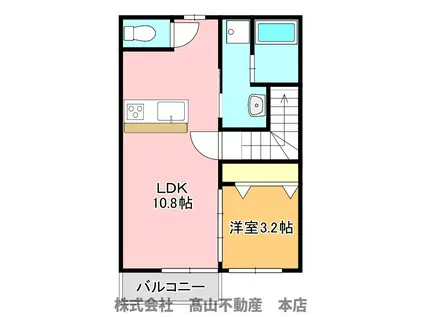 ラフォーレ名残IIB(1LDK/2階)の間取り写真